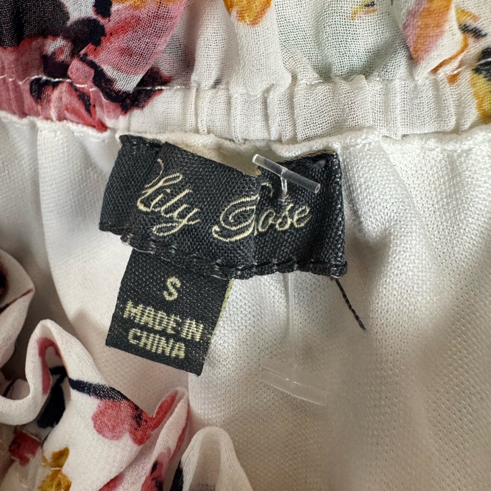 Lily Rose Floral Maxi Overlay Romper Cold Shoulder Belted Size S - Picture 5 of 6